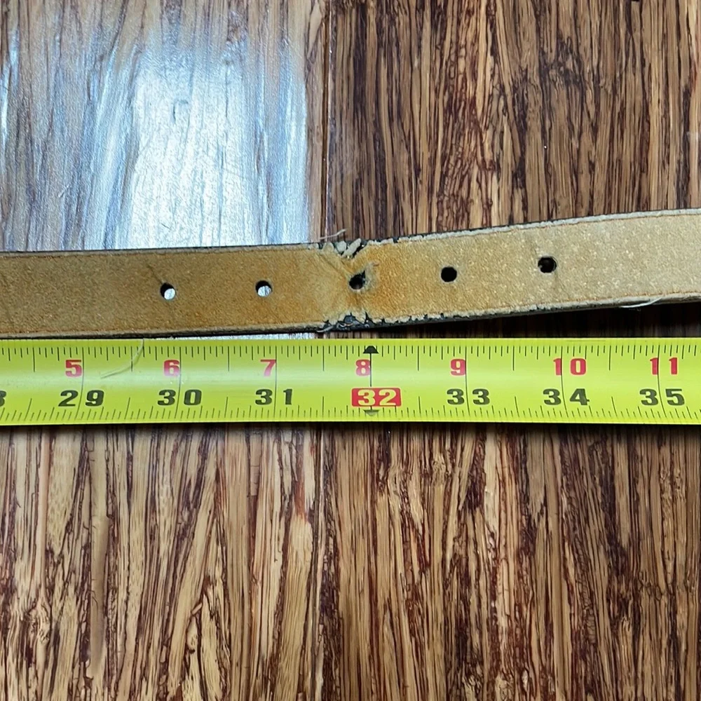 Vintage yellow tan suede leather gold hardware belt